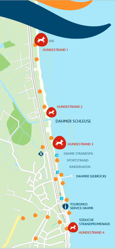 Karte der Hundestrände in Dahme